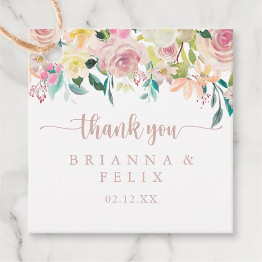 Roos Gold Spring Floral Wedding Bedankjes Labels (Voorkant)