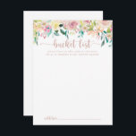 Roos Gold Spring Floral Wedding Bucket List-kaarte Briefkaart<br><div class="desc">Deze roos gouden lente bloemenbruiloft emmer lijst kaarten zijn de perfecte activiteit voor een rustieke bruiloft receptie of vrijgezellenfeest. Het ontwerp beschikt over een schat aan kleurrijke pioenen en groen gebladerte, netjes gebundeld in charmante boeketten, inspirerende natuurlijke schoonheid. Verander de formulering om aan te passen aan elke levensevenement. Bucket list...</div>