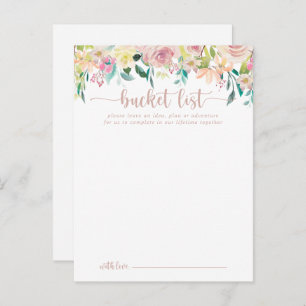 Roos Gold Spring Floral Wedding Bucket List-kaarte Briefkaart