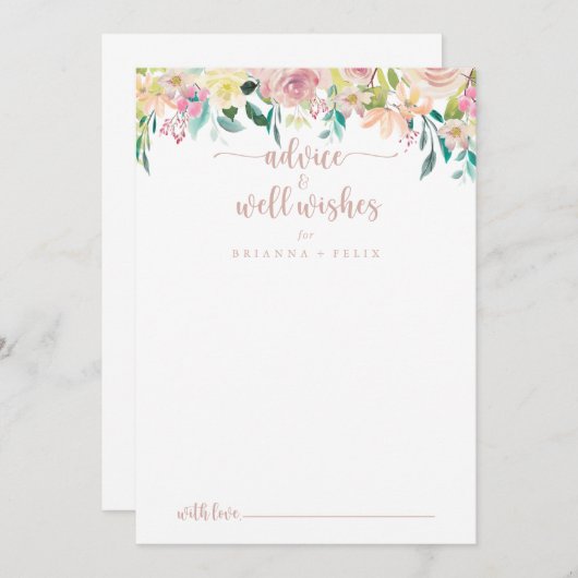 Roos Gold Spring Floral Wedding Well Wwish Advieskaart (Voorkant / Achterkant)