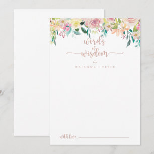 Roos Gold Spring Floral Wedding Words of Wisdom Advieskaart