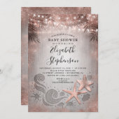 Roos Gold Starfish Beach Lights Baby shower Kaart (Voorkant / Achterkant)