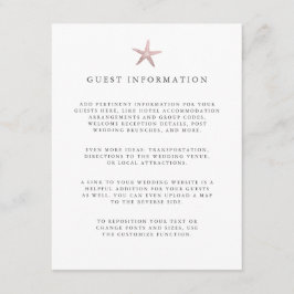 Roos Gold Starfish kust bruiloft gast Details Informatiekaartje