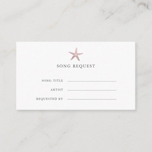 Roos Gold Starfish kust bruiloft lied verzoek Informatiekaartje (Voorkant)