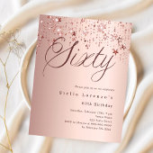 Roos Gold Stars Budget 60e verjaardagsuitnodiging