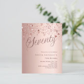 Roos Gold Stars budget 70e verjaardagsuitnodiging (Staand voorkant)