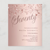 Roos Gold Stars budget 70e verjaardagsuitnodiging (Voorkant)