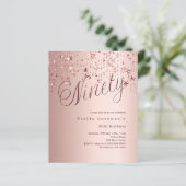 Roos Gold Stars Budget 90e verjaardagsuitnodiging (Staand voorkant)