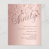 Roos Gold Stars Budget 90e verjaardagsuitnodiging (Voorkant)