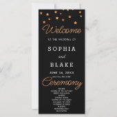 Roos Gold Stars Celestial Black Wedding Program (Voorkant)