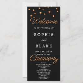 Roos Gold Stars Celestial Black Wedding Program