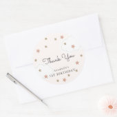 Roos Gold Stars & Clouds Pink Birthday Hartelijk d Ronde Sticker (Envelop)