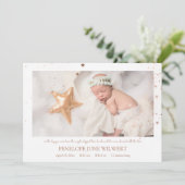 Roos Gold Stars Girl Birth kondiging Kaart (Staand voorkant)