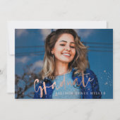 Roos Gold Stars Proud Afstuderen Foto Afstuderen Kaart (Voorkant)