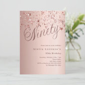 Roos Gold Stars Script Luxury 90th Birthday Kaart (Staand voorkant)