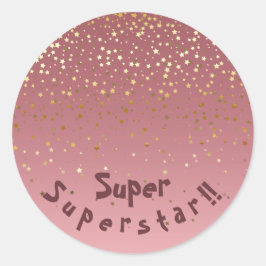 Roos Gold Stars thema "Superstar" Ronde Sticker