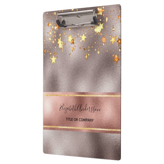 Roos Gold Stars Zakelijk Monogram Klembord (Links)