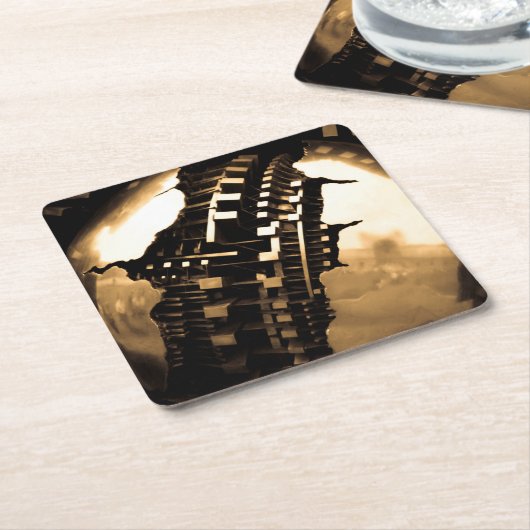 Roos Gold Steampunk Kartonnen Onderzetters (Schuin)