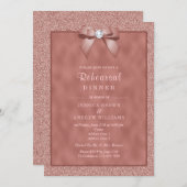 Roos Gold & Stijlvol Glitter Repetitie Diner Kaart (Voorkant / Achterkant)