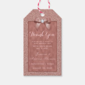 Roos Gold & stijlvolle glitter bruiloft dank u Cadeaulabel (Voorkant)