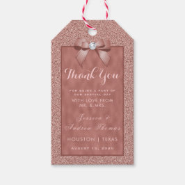 Roos Gold & stijlvolle glitter bruiloft dank u Cadeaulabel