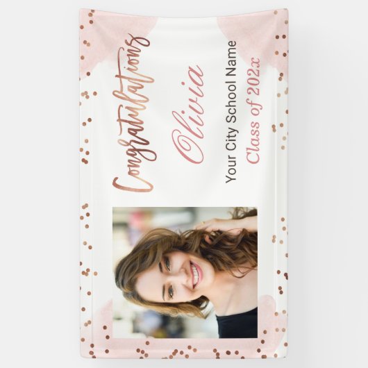 Roos Gold Stippen Afstuderen Fotogradatie Partij Spandoek (Verticaal)