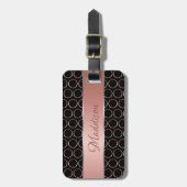 Roos Gold Stippen Patroonmonogram Bagagelabel (Voorkant verticaal)