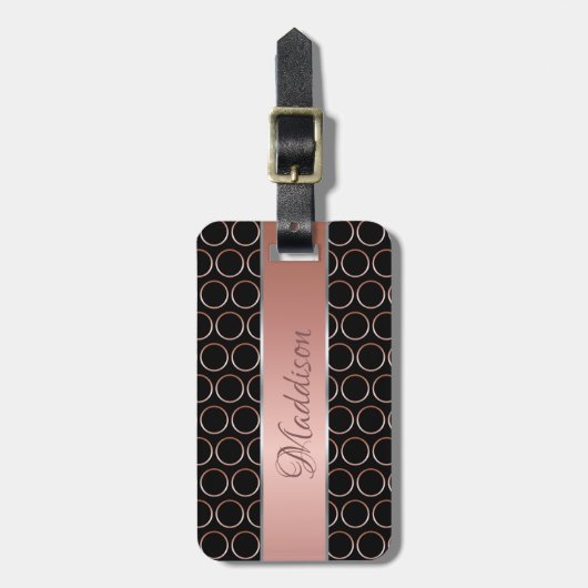 Roos Gold Stippen Patroonmonogram Bagagelabel (Voorkant verticaal)