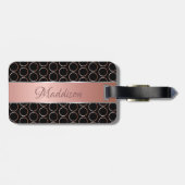 Roos Gold Stippen Patroonmonogram Bagagelabel (Achterkant horizontaal)