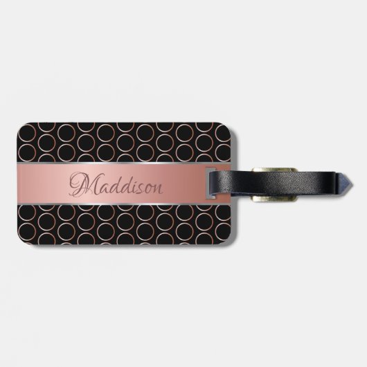 Roos Gold Stippen Patroonmonogram Bagagelabel (Achterkant horizontaal)