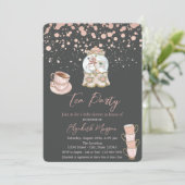 Roos Gold Stippen Tea Party Baby shower Kaart (Staand voorkant)