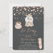 Roos Gold Stippen Tea Party Baby shower Kaart (Voorkant)