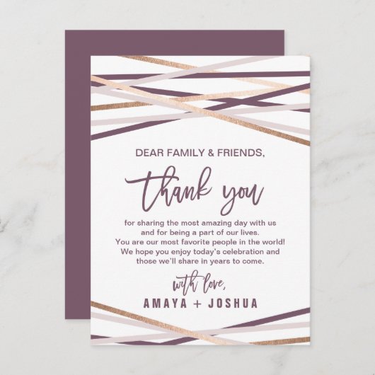 Roos Gold Streamers Hartelijk dank voor uw Kaart (Voorkant / Achterkant)