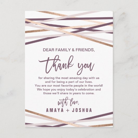 Roos Gold Streamers Hartelijk dank voor uw Kaart (Voorkant)