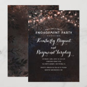 Roos Gold String Lights Country Engagement Party Kaart (Voorkant / Achterkant)