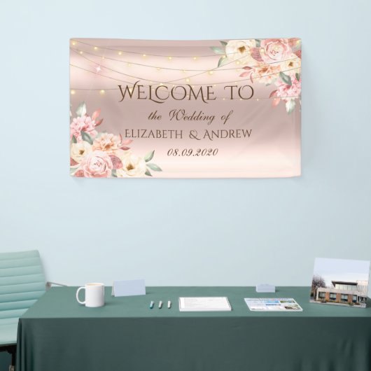 Roos Gold String Lights Rozen Wedding Banner (Beurs)