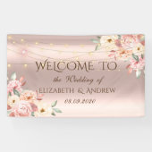 Roos Gold String Lights Rozen Wedding Banner (Horizontaal)