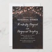 Roos Gold String Lights Rustieke repetitie diner Kaart (Voorkant)