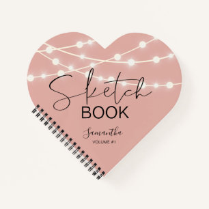 Roos Gold String Lights Sketchbook Jouw naam  Notitieboek