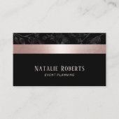 Roos Gold Stripe Dark Grey Floral Event Planning Visitekaartje (Voorkant)