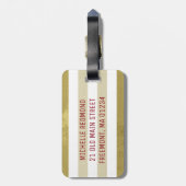  Roos, Gold-Stripe gepersonaliseerd Bagagelabel (Achterkant verticaal)