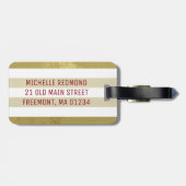 Roos, Gold-Stripe gepersonaliseerd Bagagelabel (Achterkant horizontaal)