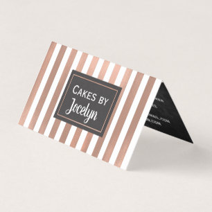 Roos Gold Striped Bakery Folded Visitekaartje