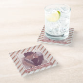 Roos Gold Striped Elegant Custom Photo and Text Glazen Onderzetter (Schuin)