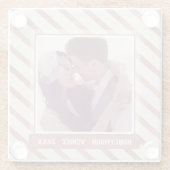 Roos Gold Striped Elegant Custom Photo and Text Glazen Onderzetter (Achterkant)