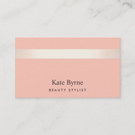 Roos Gold Striped Modern Stijlvol koraal Perzor Visitekaartje (Voorkant)