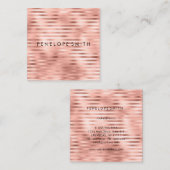 Roos Gold Stripes Beauty-stijllijst Vierkante Visitekaartje (Voorkant / Achterkant)