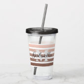 Roos Gold Stripes met monogram Acryl Drinkbeker (Achterkant)