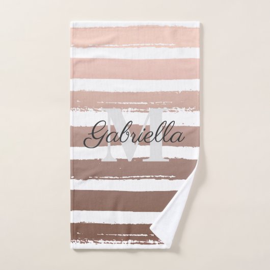 Roos Gold Stripes met monogram Bad Handdoek (Handdoek)