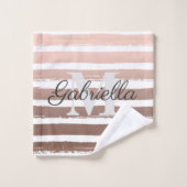 Roos Gold Stripes met monogram Bad Handdoek (Wasdoekje)